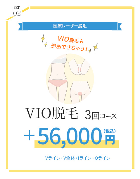 VIO脱毛3回コース+56,000円（税込）