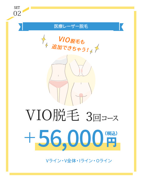 VIO脱毛3回コース+56,000円（税込）